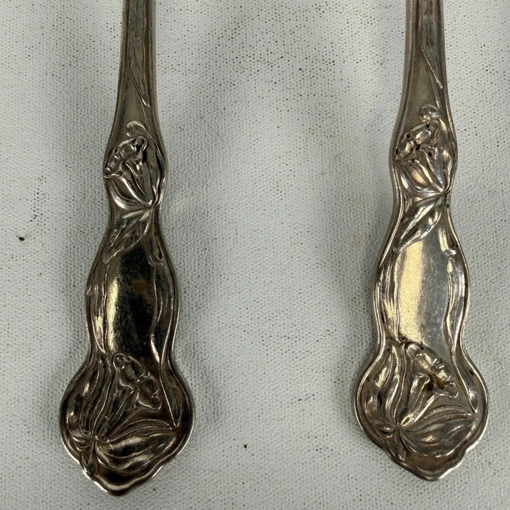 LOT OF 3 Simeon L & George Rogers Silverplate Large Oval Soup Spoons 1903 Orchid